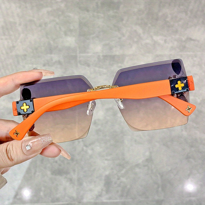 Rhinestone Gradient Rimless Glasses