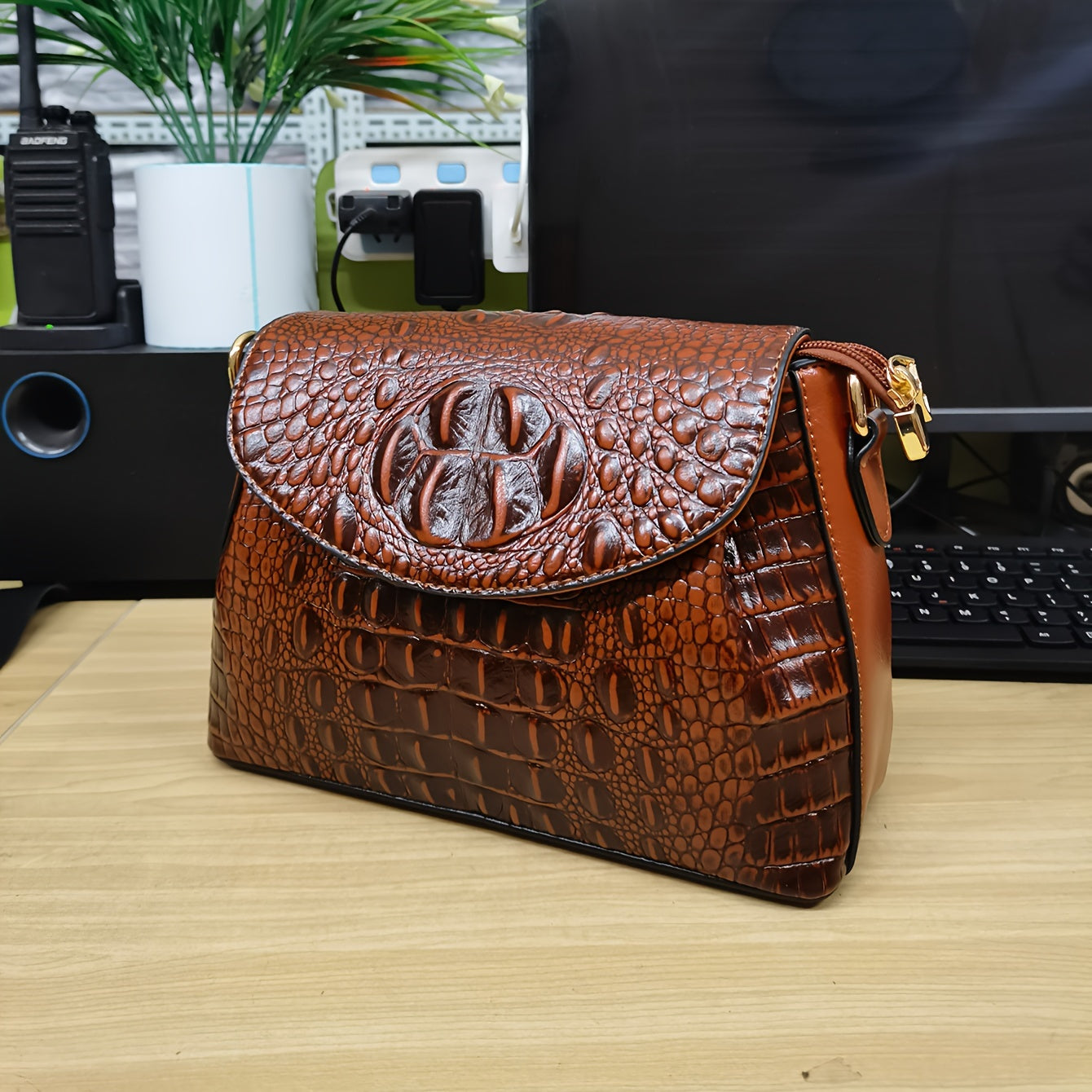 Crocodile Pattern Crossbody Bag