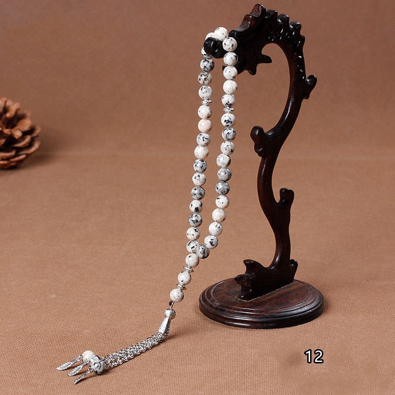 33 Natural stone agate crystal rosary bracelet