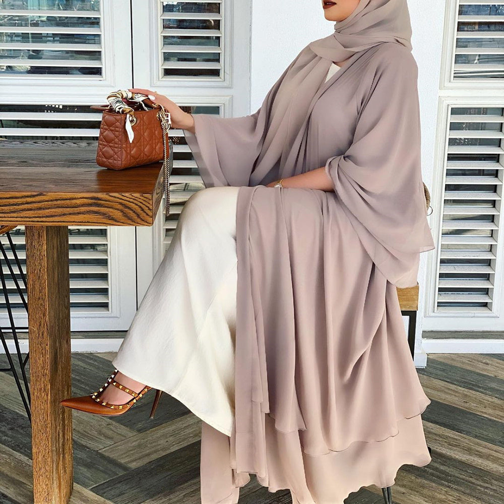 Solid Open Abaya Kimono Kaftan Cardigan
