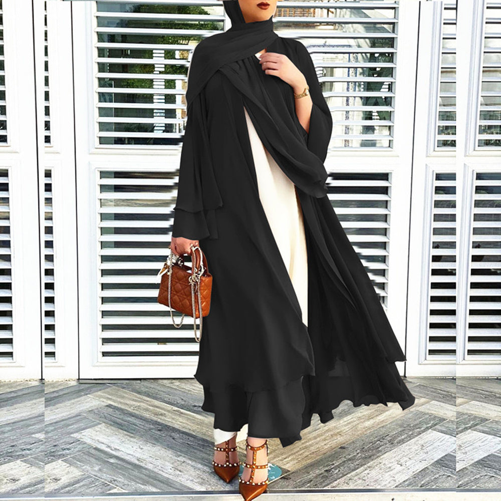 Solid Open Abaya Kimono Kaftan Cardigan