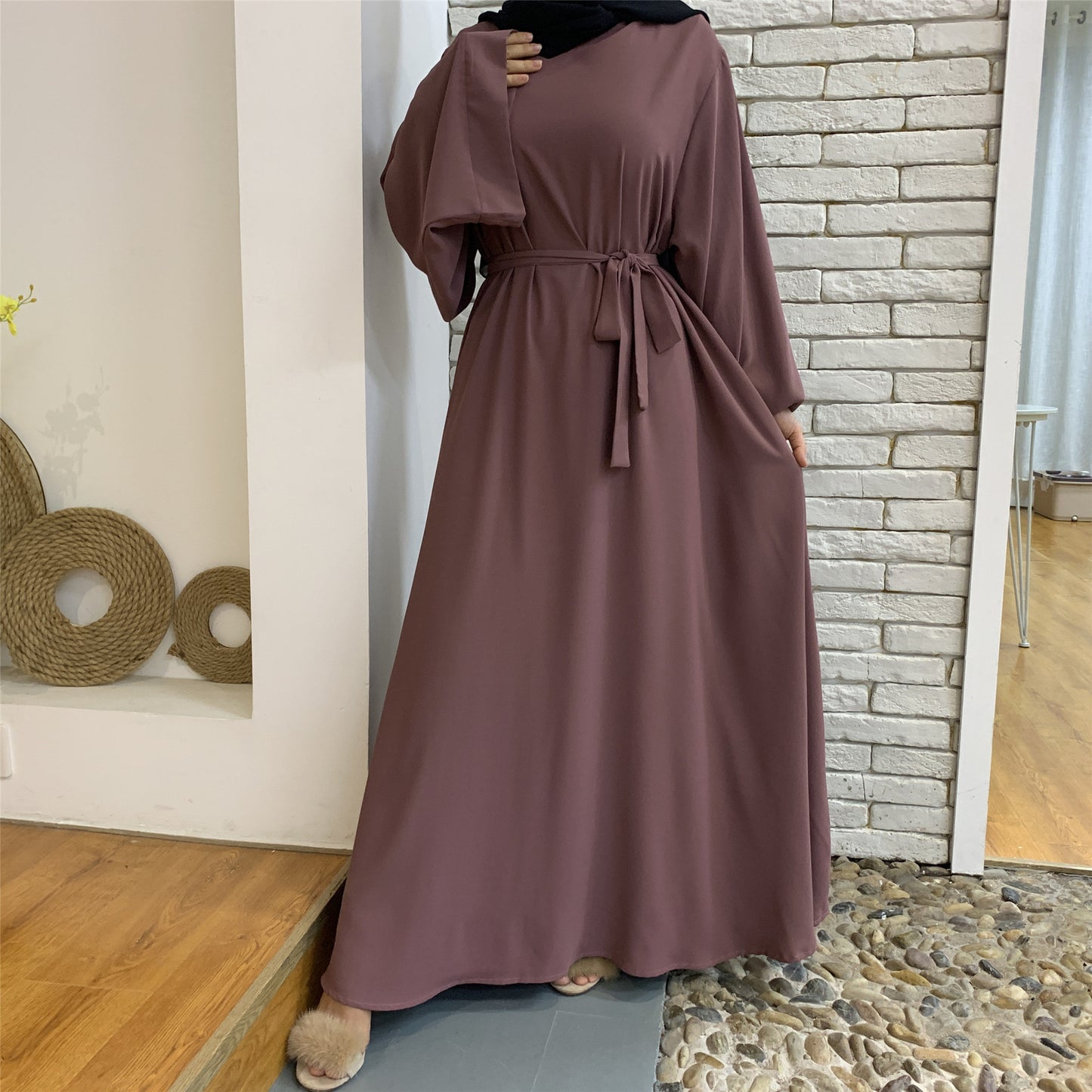 Long Solid-Color Abaya