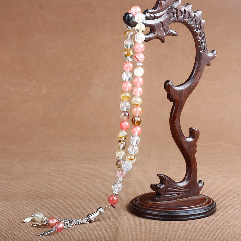 33 Natural stone agate crystal rosary bracelet