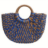 Color-Clash Straw Tote Bag