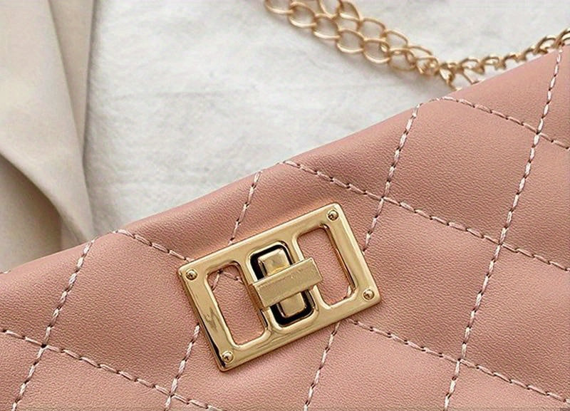 PU Leather Diamond Lattice Tote Bag