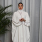White Patchwork Plus Size Abaya Robe