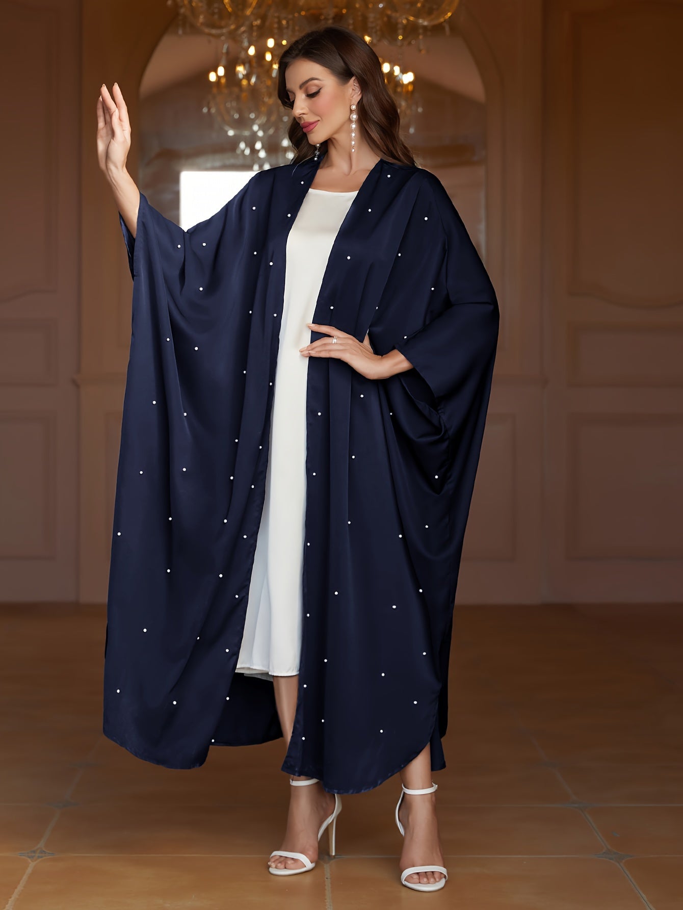 Beaded Solid Ramadan Kaftan