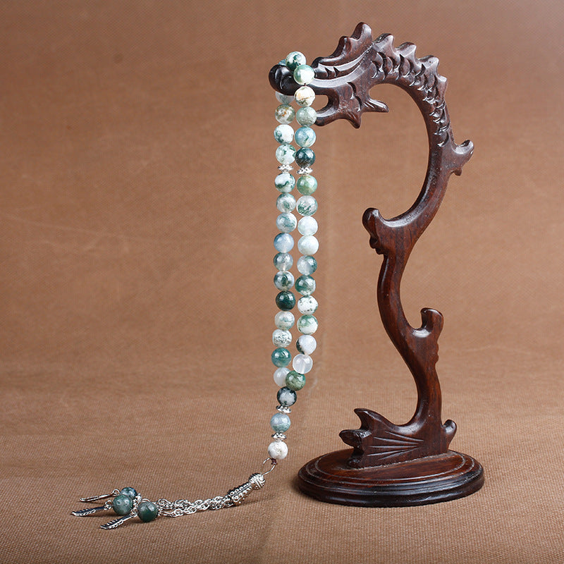 33 Natural stone agate crystal rosary bracelet