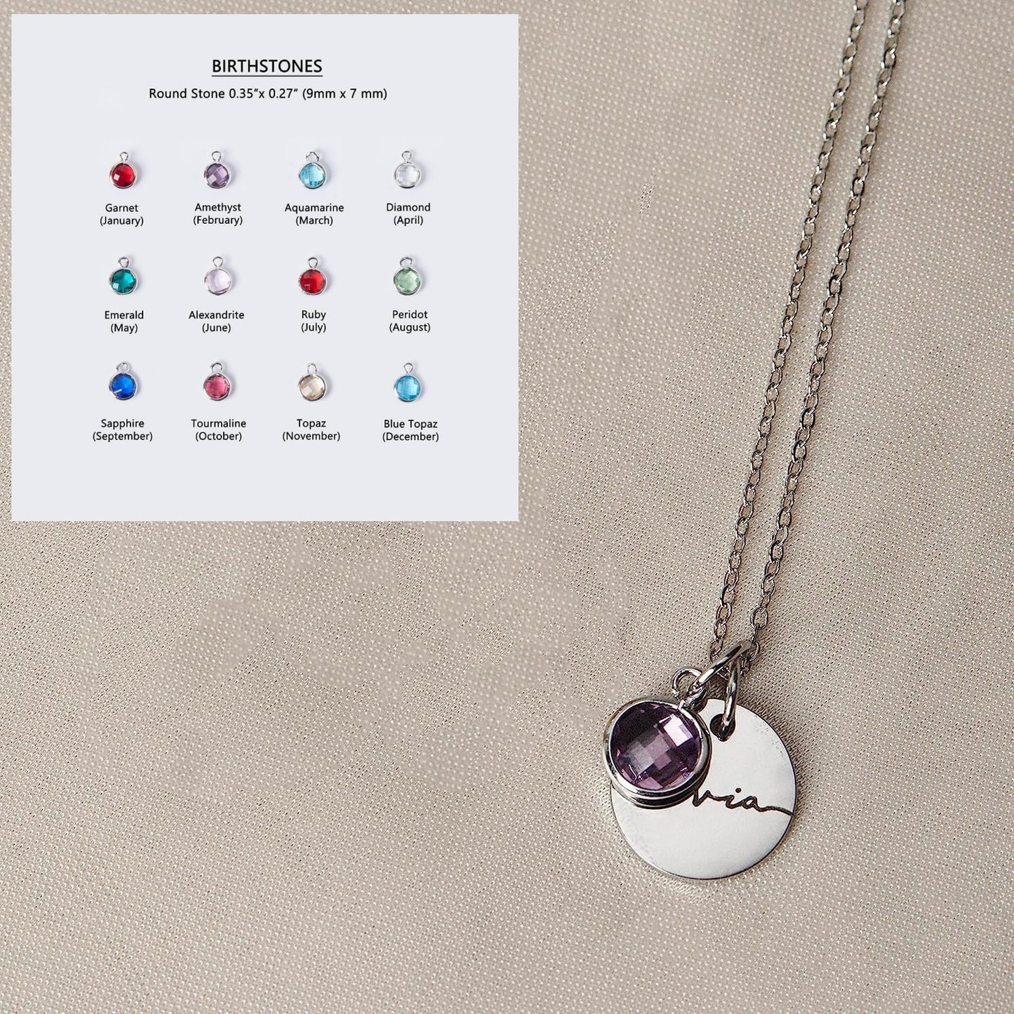 Custom Birthstone Name Necklace