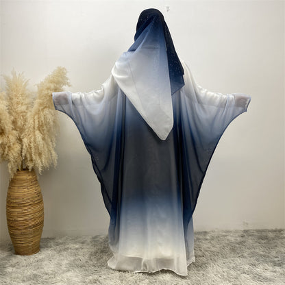 Falah Gradient Batwing Sleeve With Headscarf Suit