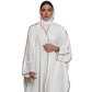 White Patchwork Plus Size Abaya Robe