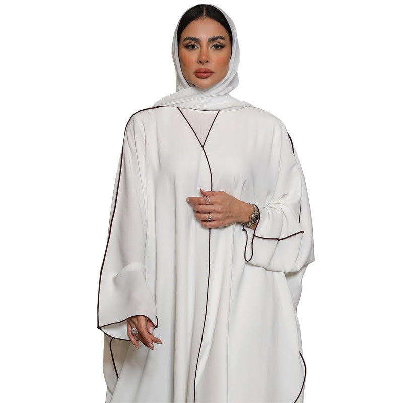 White Patchwork Plus Size Abaya Robe