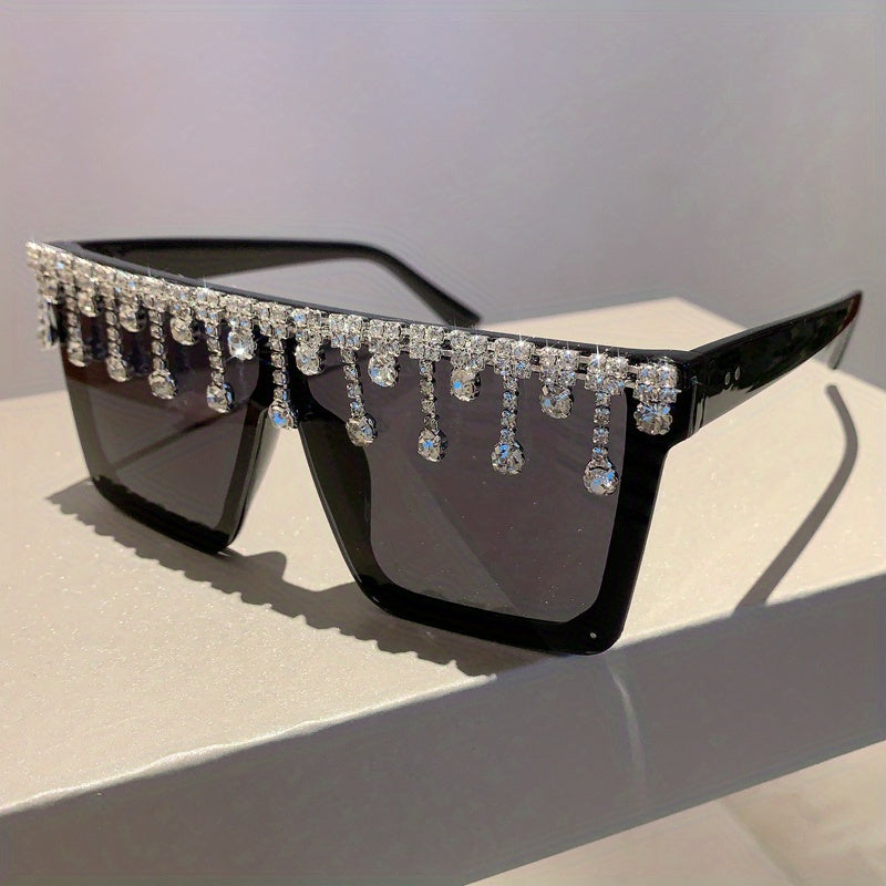 Oversized Rhinestone Square Sunglasses
