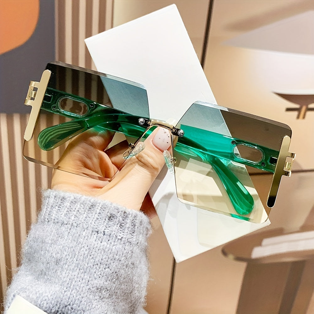 Y2K Oversized Rimless Square Sunglasses