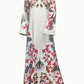 Elegant Floral Print Long Sleeve Abaya Dress
