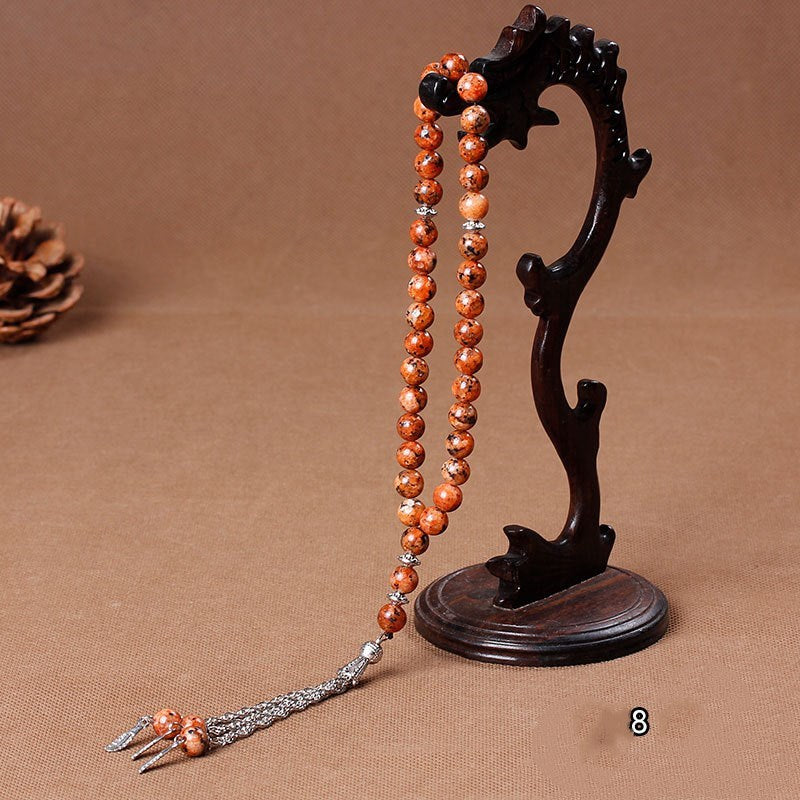 33 Natural stone agate crystal rosary bracelet