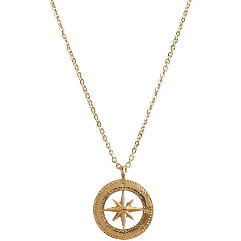 24K Gold Plated Vintage Gold Starburst Gold Coin Necklace