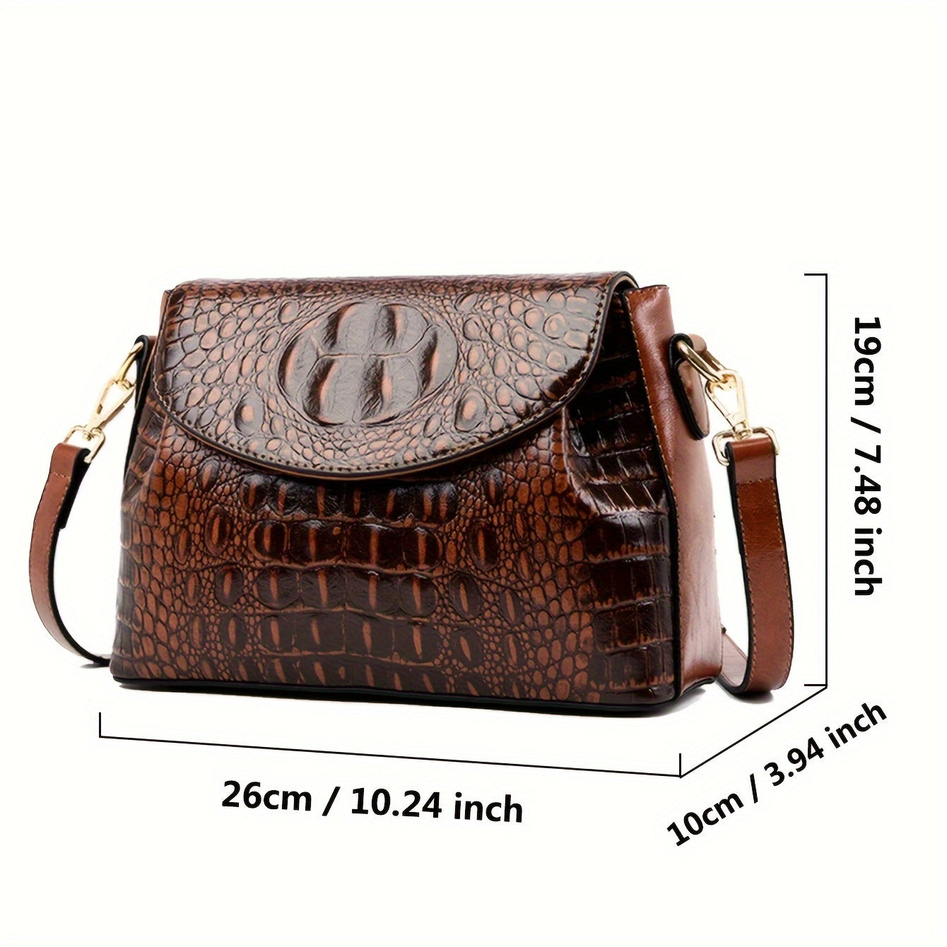 Crocodile Pattern Crossbody Bag