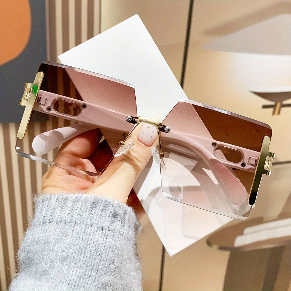 Y2K Oversized Rimless Square Sunglasses