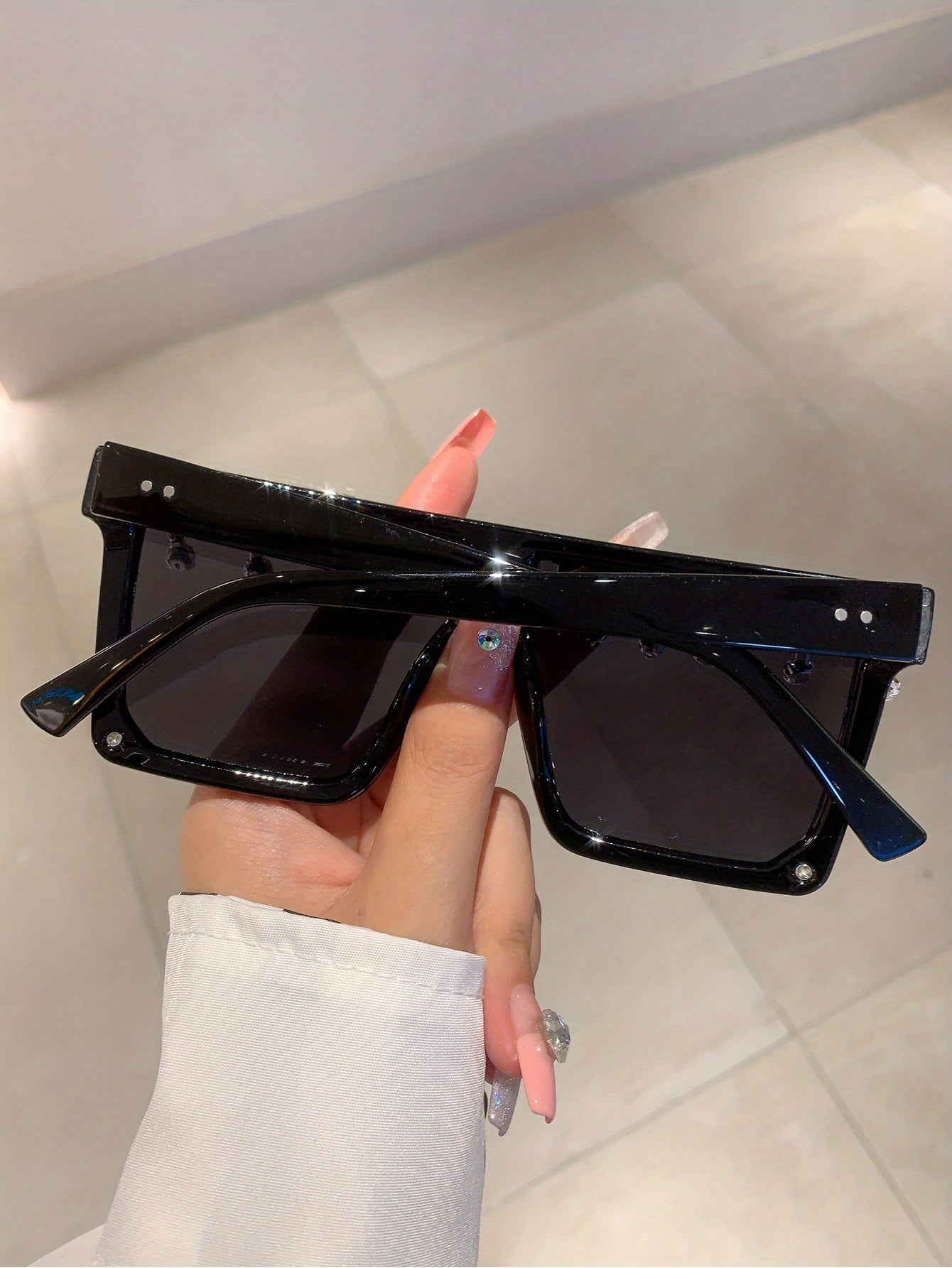 Oversized Rhinestone Square Sunglasses