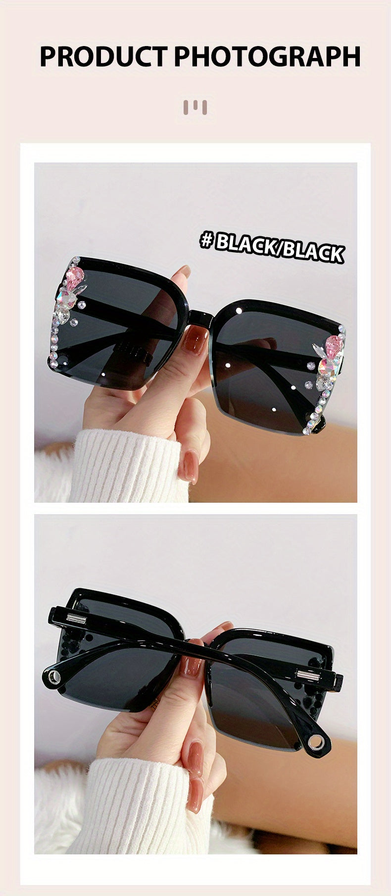 Rhinestone Square Gradient Sunglasses