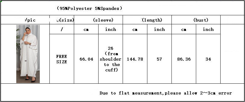 White Patchwork Plus Size Abaya Robe
