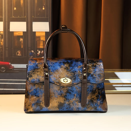 Vintage Floral PU Leather Tote Bag