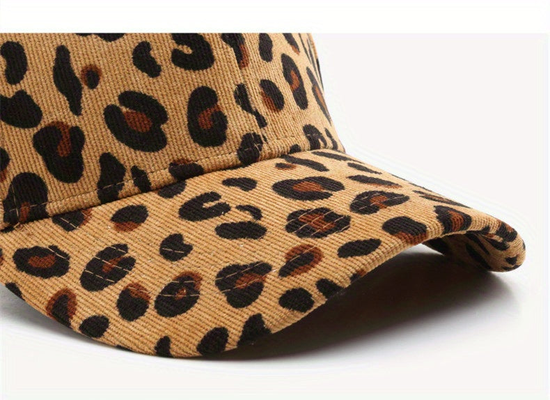 Leopard Print Corduroy Baseball Cap