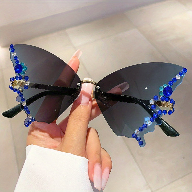 Y2K Rhinestone Butterfly Sunglasses