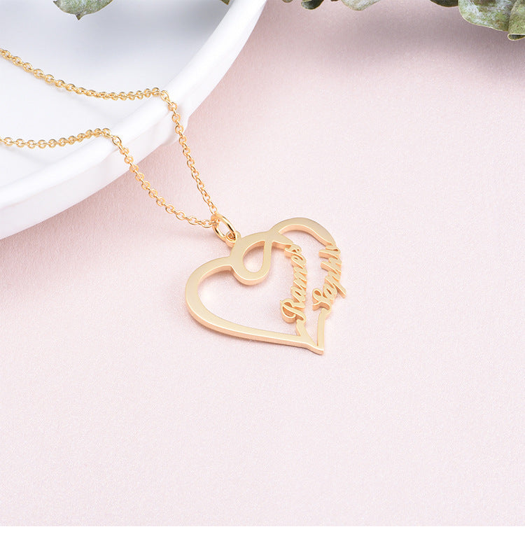 Custom Heart Initial Necklace