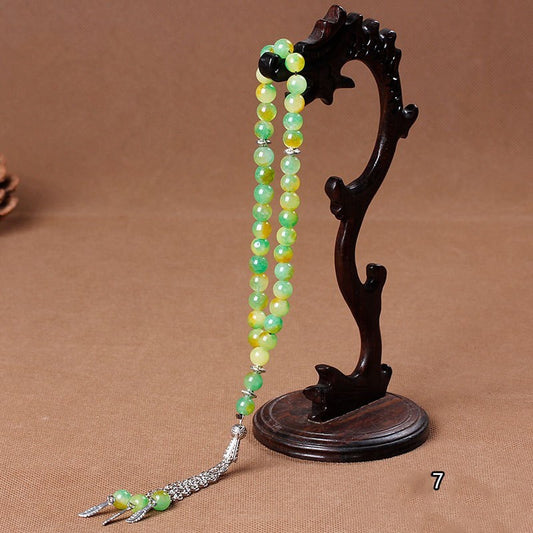 33 Natural stone agate crystal rosary bracelet