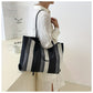 Canvas Striped Crossbody Tote Bag