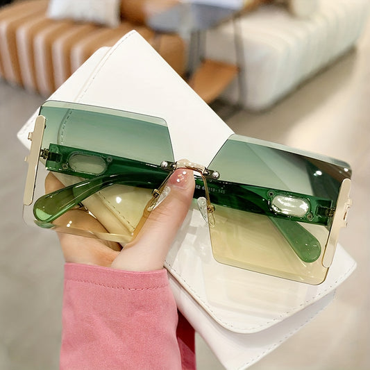 Y2K Oversized Rimless Square Sunglasses