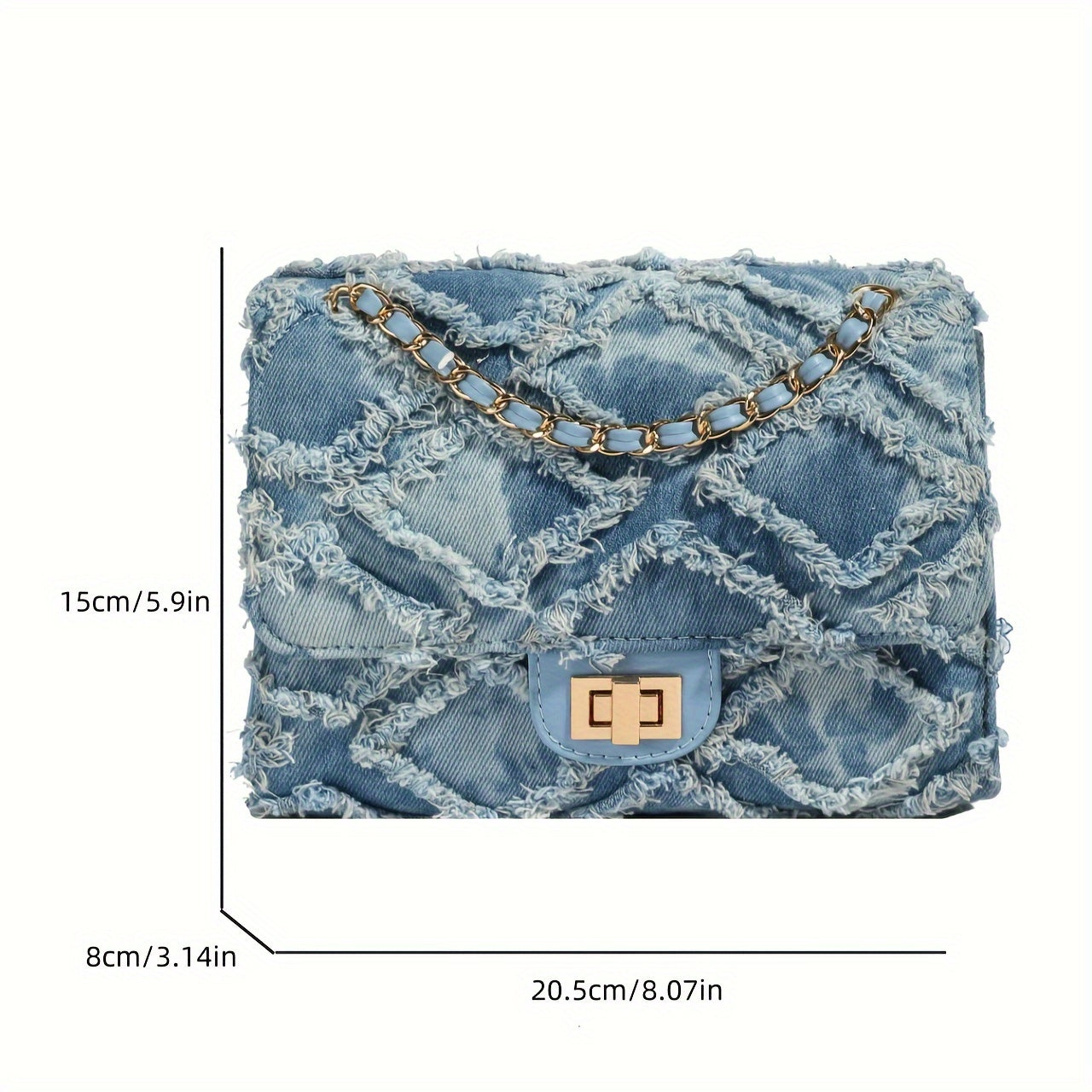 Rhombus Pattern Denim Chain Bag