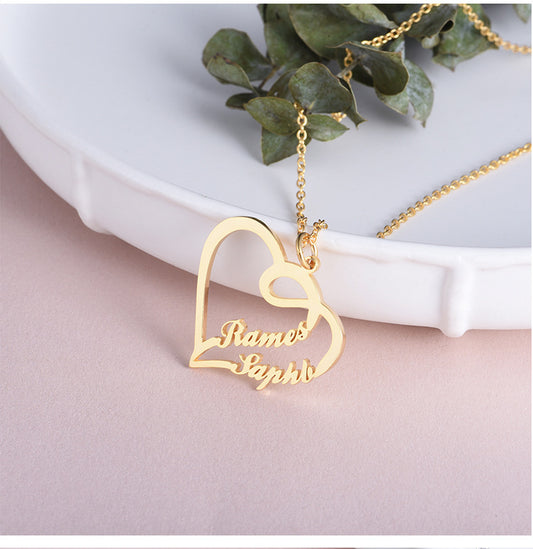 Custom Heart Initial Necklace