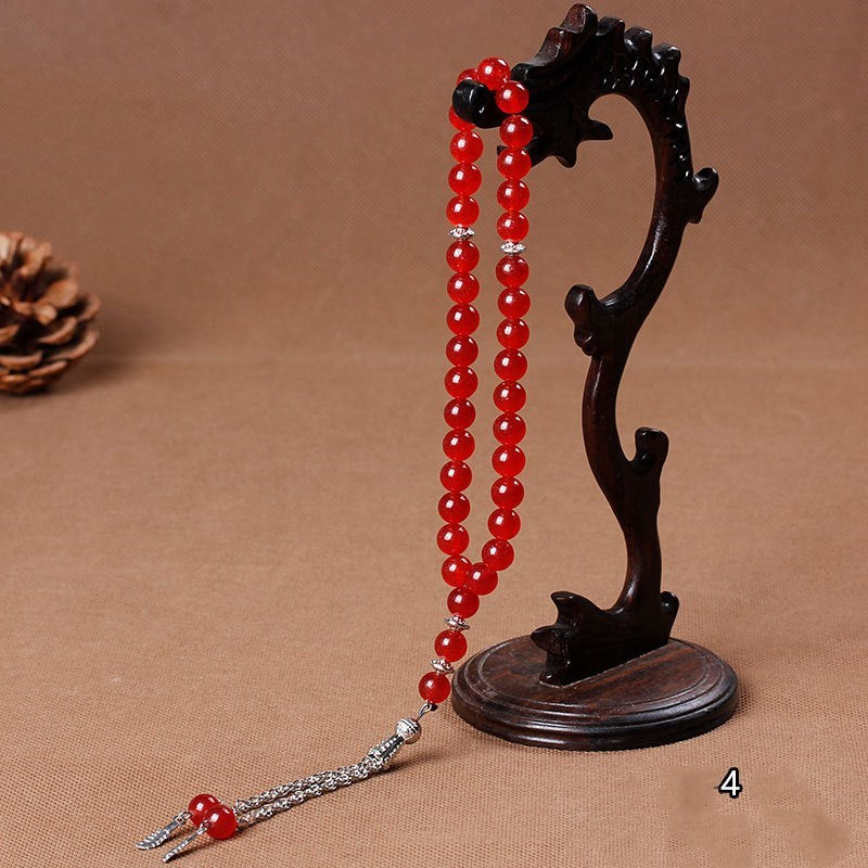 33 Natural stone agate crystal rosary bracelet