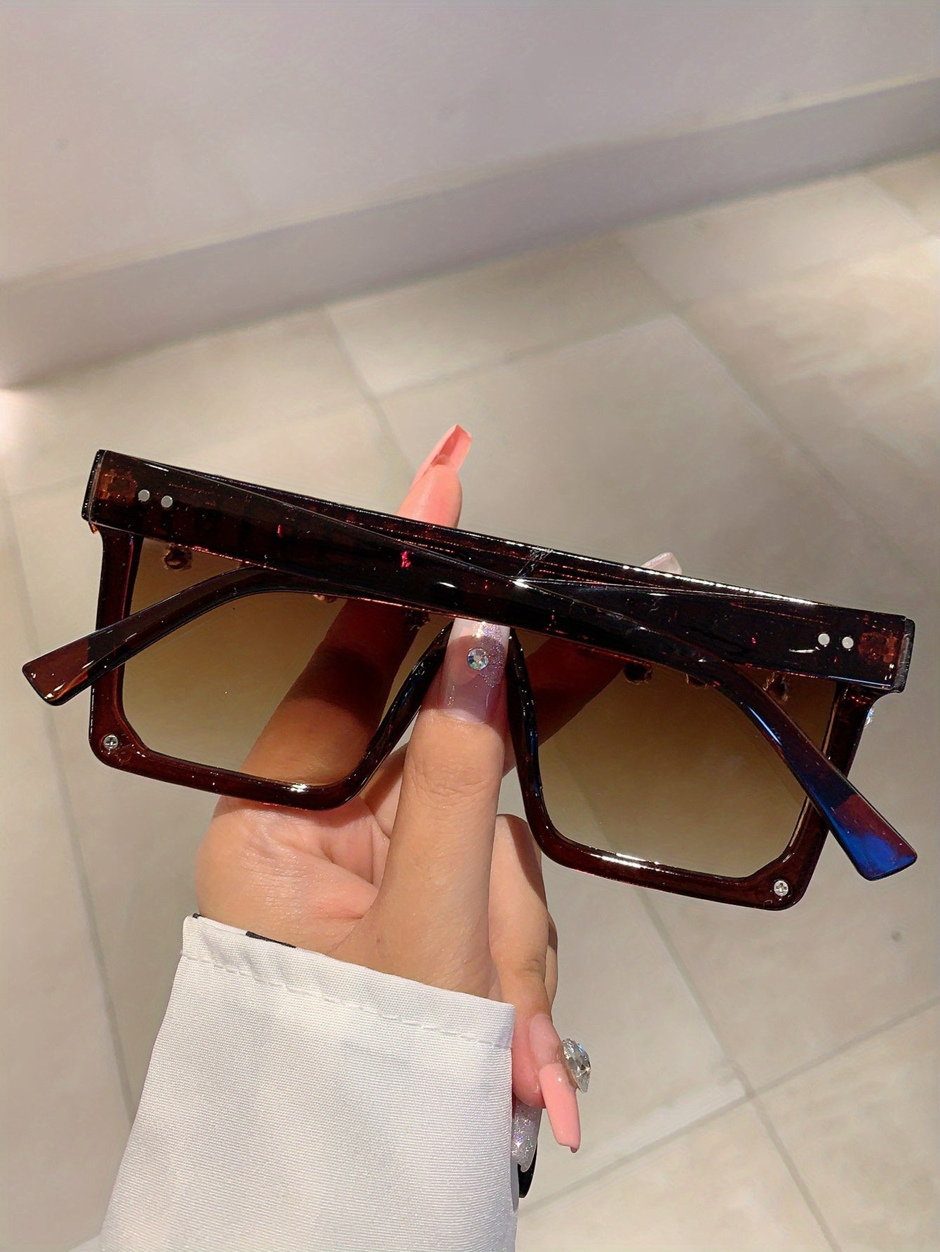 Oversized Rhinestone Square Sunglasses