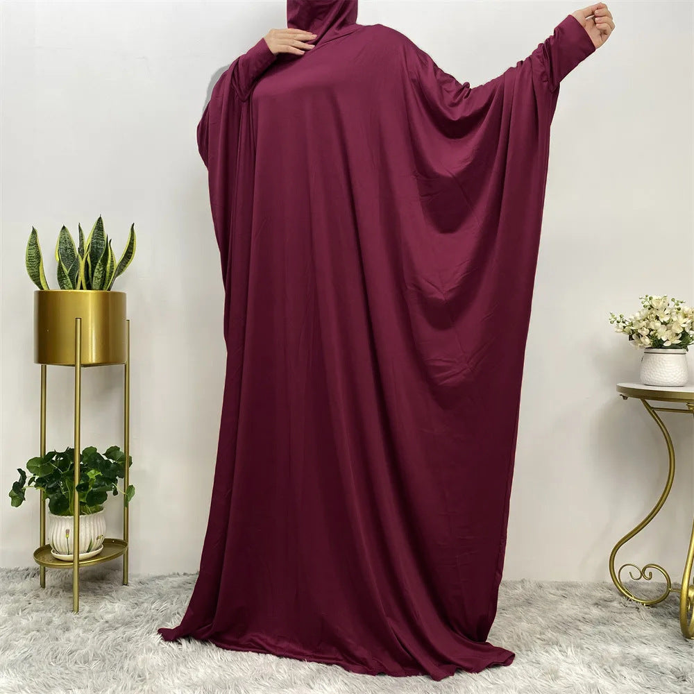 Women’s Traditional Solid Color Long Sleeve Loose Abaya Robe