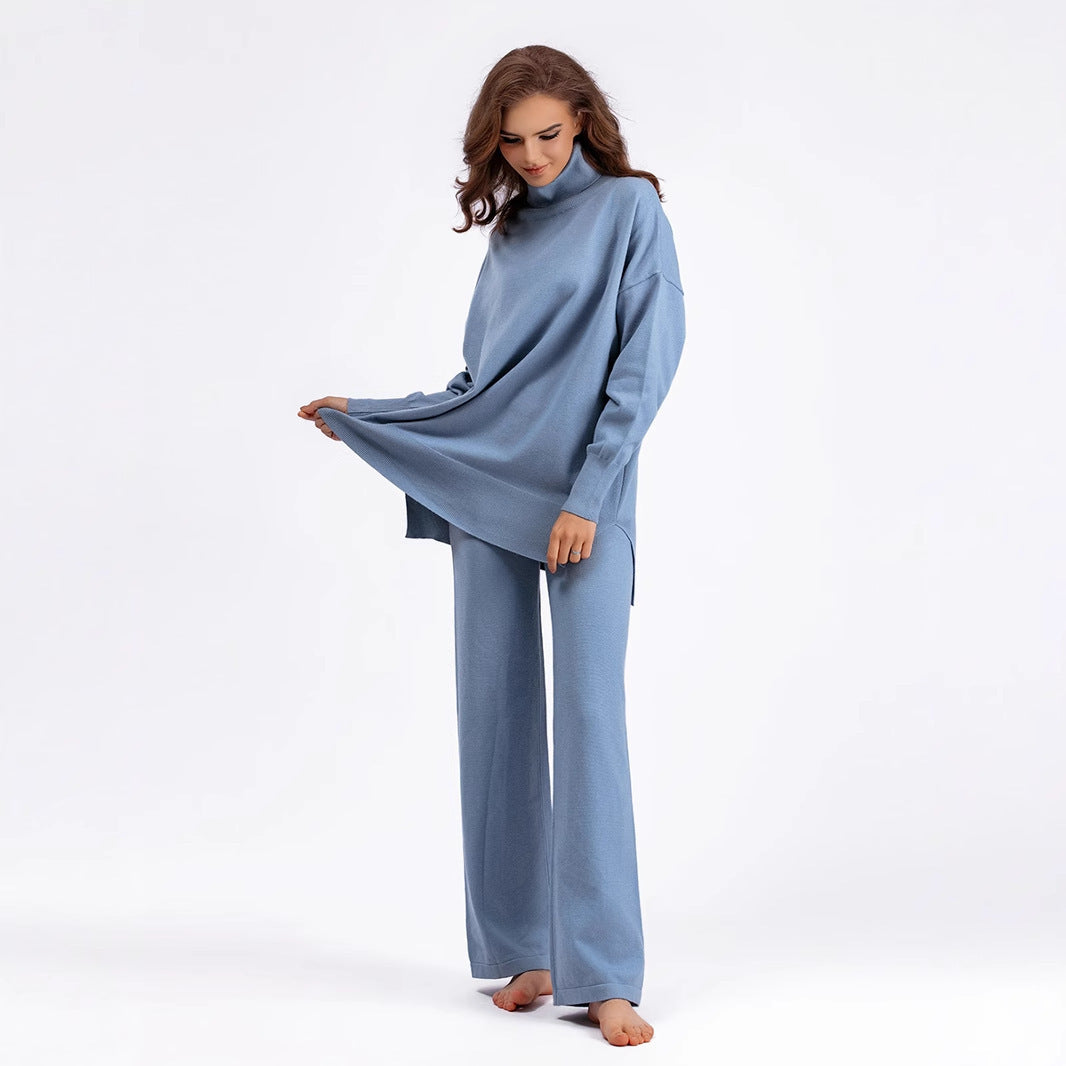 Women’s Solid Color Knitted Two-Piece Sweater Set