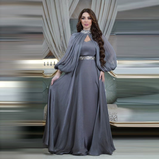2-Piece Satin Abaya Robe