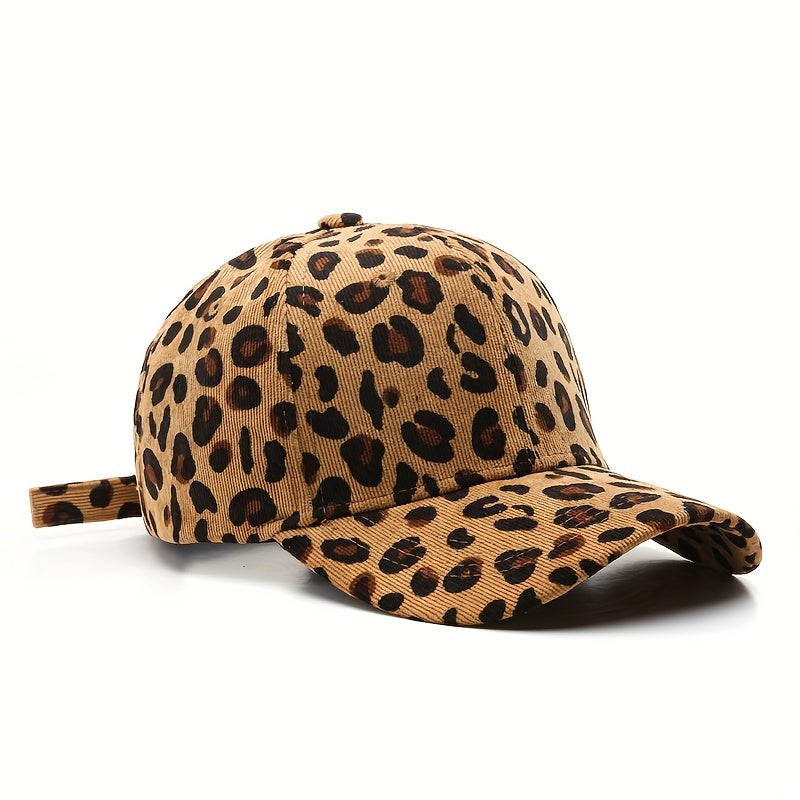 Leopard Print Corduroy Baseball Cap
