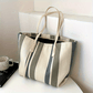 Canvas Striped Crossbody Tote Bag