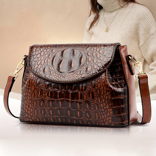 Crocodile Pattern Crossbody Bag