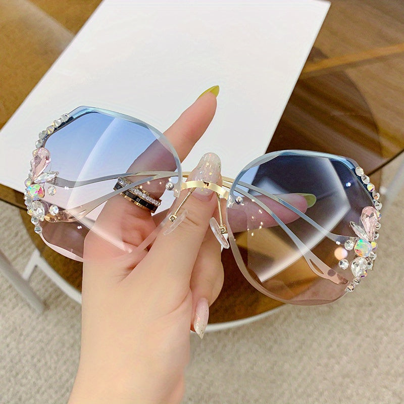 Luxury Rhinestone Rimless Sunglasses
