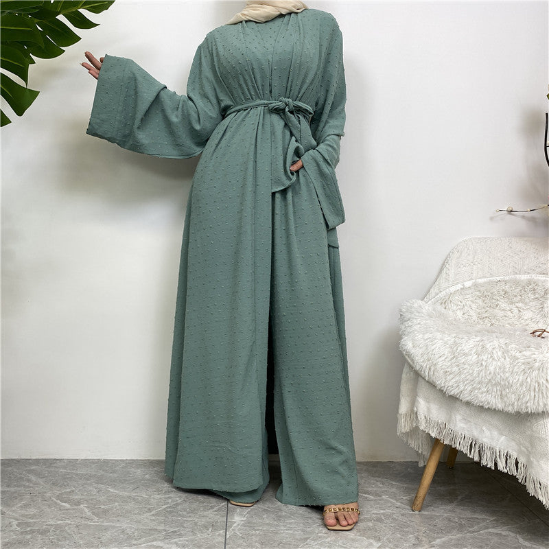 Long Cardigan Sleeveless Top And Pants With Pockets For Muslim Clothing