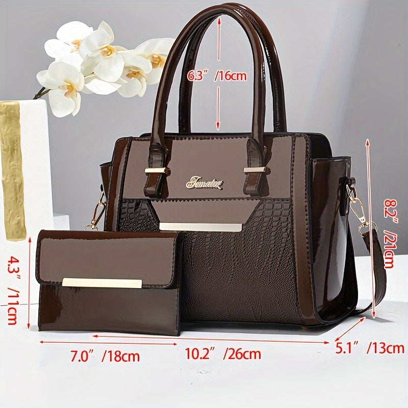 2-Piece Crocodile Pattern Tote Bag Set
