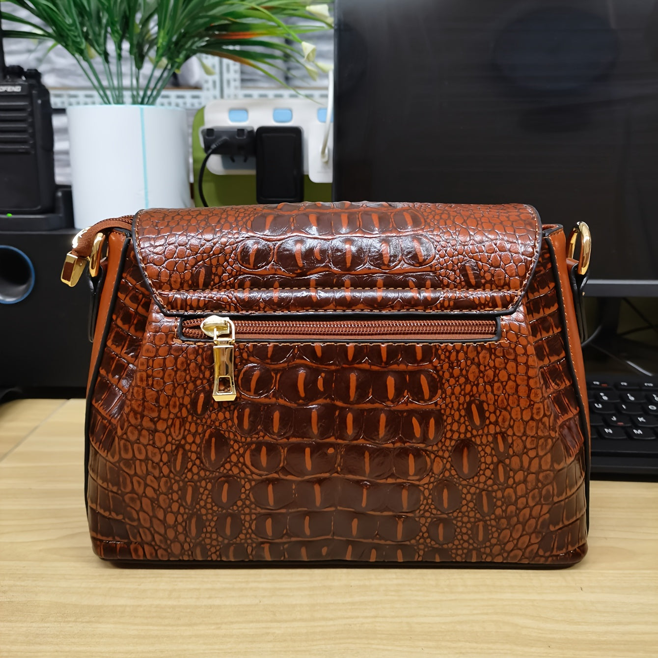 Crocodile Pattern Crossbody Bag