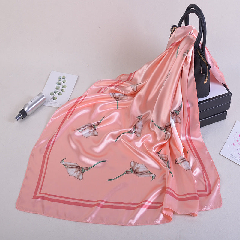 Fashion Plant Flower Simulation Silk Scarf Headscarf