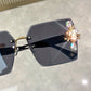 Rhinestone Gradient Rimless Glasses
