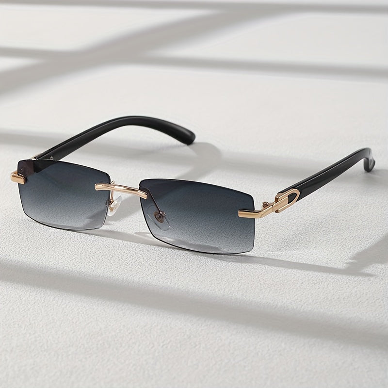 Gradient Rectangular Rimless Sunglasses